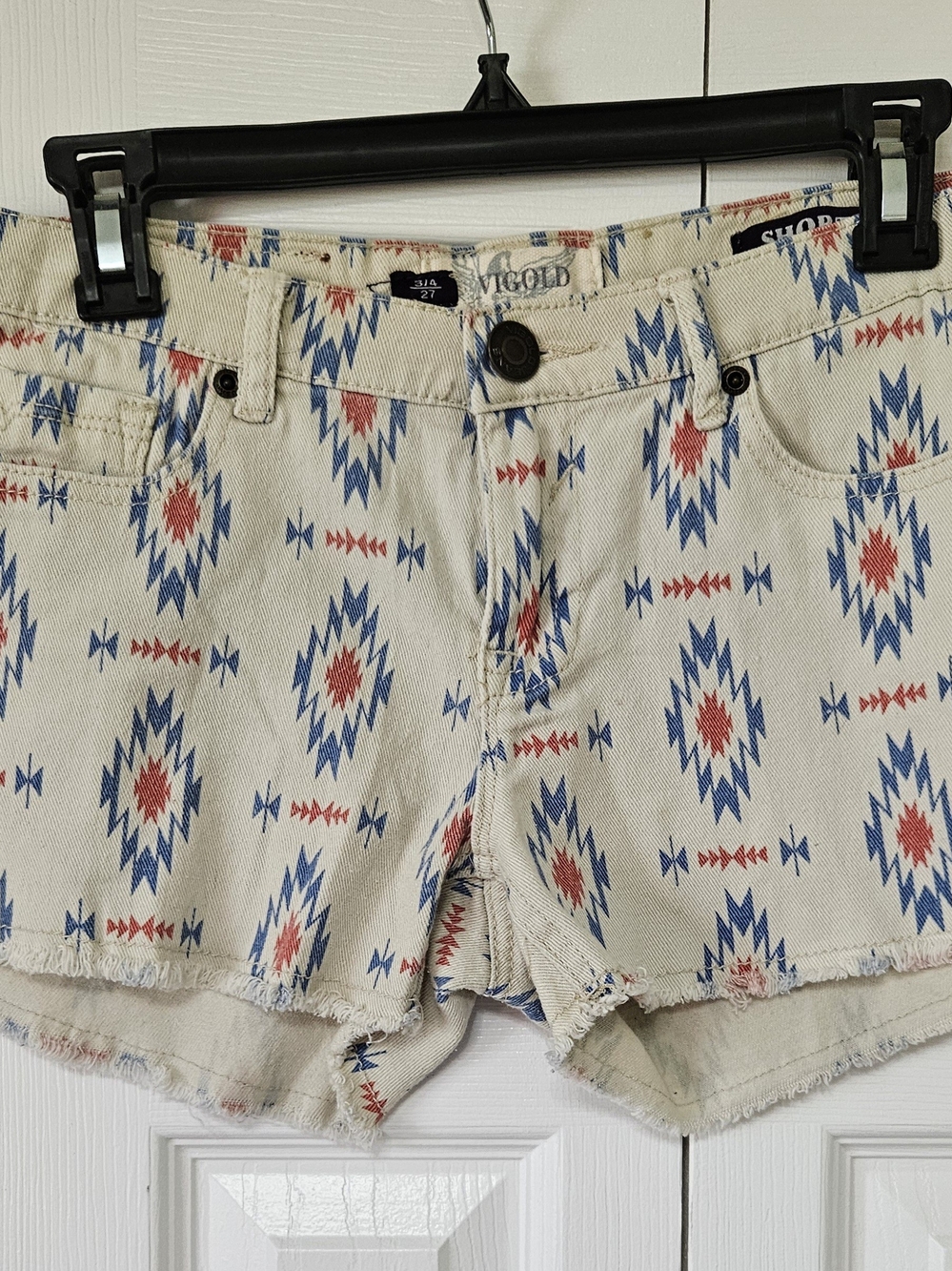 Y2K VIGOLD White Aztec Print Denim Shorts